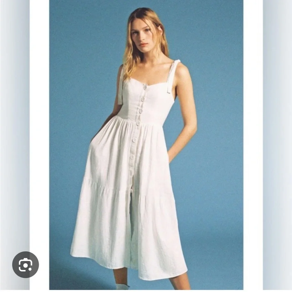 UO | White cotton midi, coastal, cottagecore dress - Picture 1 of 8